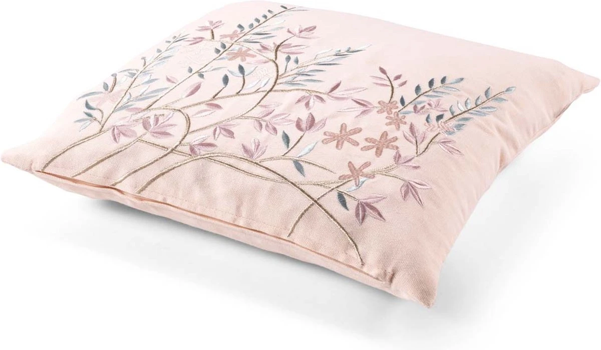 STUVA - Kussenhoes Geborduurd Bloemen 45x45 Cm - Nude - Roze - Blauw - Pasteltinten - Exclusief Binnenkussen 6 STUVA - Kussenhoes Geborduurd Bloemen 45x45 Cm - Nude - Roze - Blauw - Pasteltinten - Exclusief Binnenkussen - Afbeelding 6