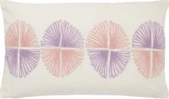 ETEL - Kussenhoes Geborduurd 30x50 Cm - Lichtgrijs - Wit - Roze - Paars - 100% Katoen - Met Rits