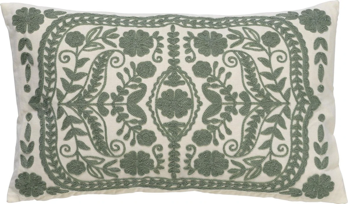 MIMI - Kussenhoes Van Katoen 30x50 Cm - Jadeite - Groen En Wit - Exclusief Binnenkussen 1 MIMI - Kussenhoes Van Katoen 30x50 Cm - Jadeite - Groen En Wit - Exclusief Binnenkussen