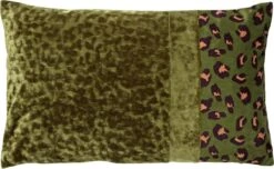 BAILEY - Kussenhoes Velvet 30x50 Cm Chive - Groen - Panterprint - Met Rits