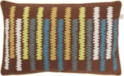 ORIN - Kussenhoes 30x50 Cm - Groen - Bruin - Blauw - Geborduurd Dessin - Retro - Exclusief Binnenkussen