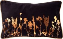 DALI - Kussenhoes Met Bloemenpatroon 30x50 Cm Raven - Zwart - Exclusief Binnenkussen