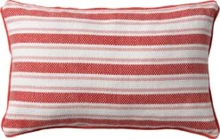 STRIPES - Kussenhoes Katoen 30x50 Cm - Aurora Red - Rood - Streepjes - Met Rits