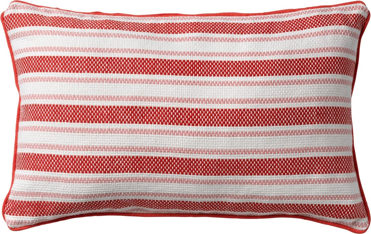 STRIPES - Kussenhoes Katoen 30x50 Cm - Aurora Red - Rood - Streepjes - Met Rits 1 STRIPES - Kussenhoes Katoen 30x50 Cm - Aurora Red - Rood - Streepjes - Met Rits