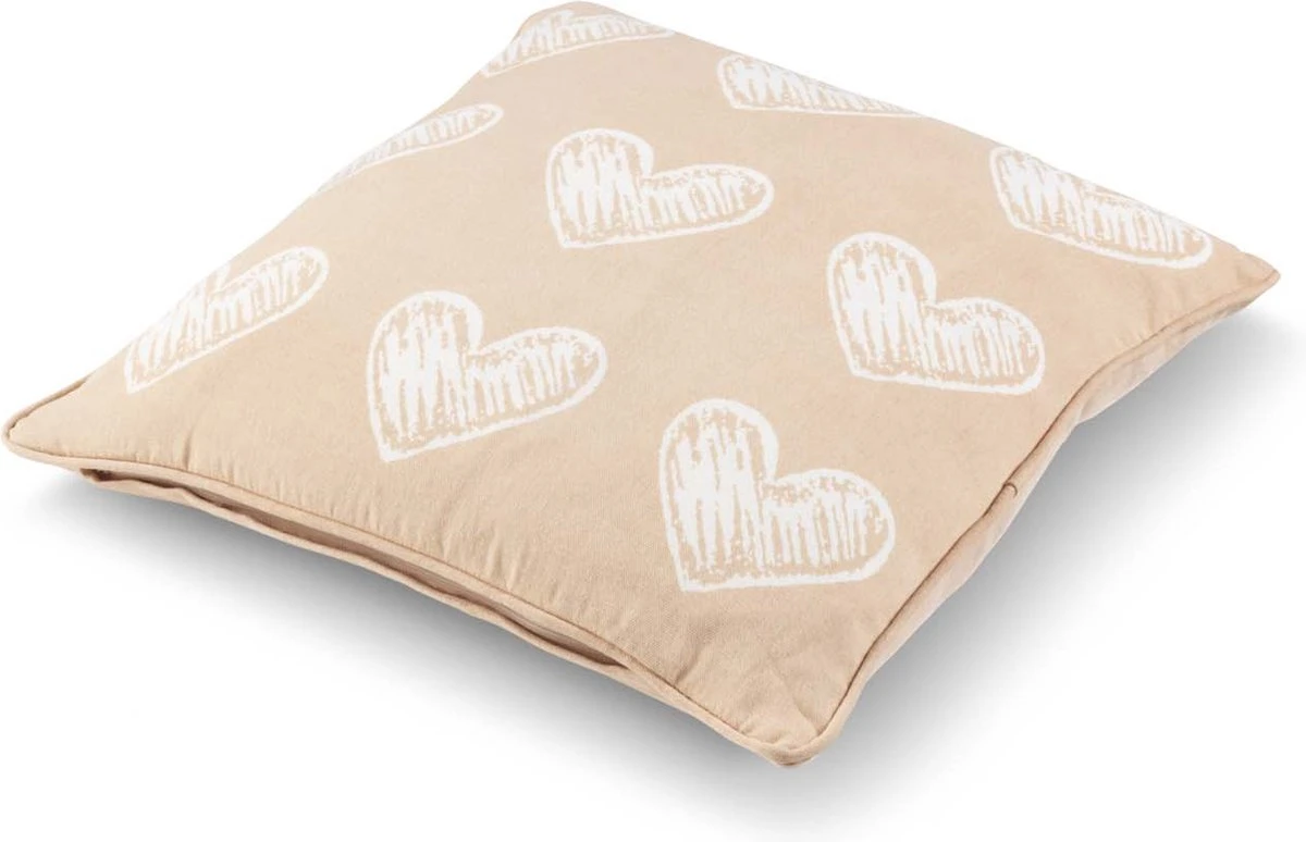 THIRZA - Kussenhoes Katoen 45x45 Cm - Roze - Hartjes Dessin - Met Rits 5 THIRZA - Kussenhoes Katoen 45x45 Cm - Roze - Hartjes Dessin - Met Rits - Afbeelding 5