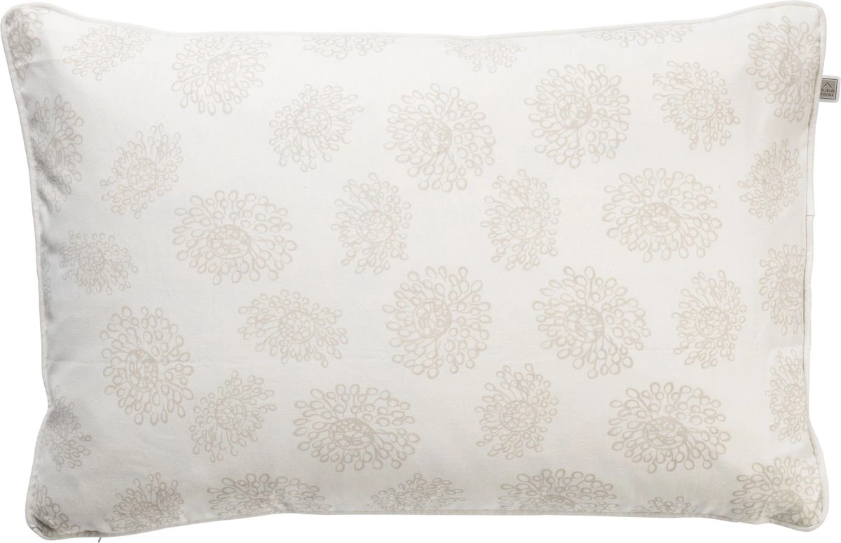 STEVEN - Kussenhoes Van Katoen 40x60 Cm - Wit - Ivoor -beige - Bloemen - 100% Katoen - Met Rits - Exclusief Binnenkussen 1 STEVEN - Kussenhoes Van Katoen 40x60 Cm - Wit - Ivoor -beige - Bloemen - 100% Katoen - Met Rits - Exclusief Binnenkussen