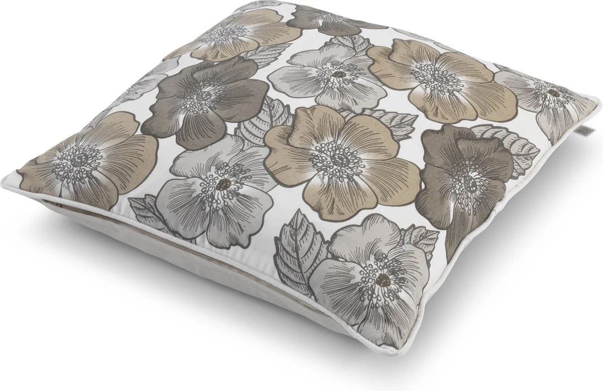 SIMONE - Kussenhoes Met Bloemenprint Zand 45x45 Cm - Exclusief Binnenkussen 6 SIMONE - Kussenhoes Met Bloemenprint Zand 45x45 Cm - Exclusief Binnenkussen - Afbeelding 6