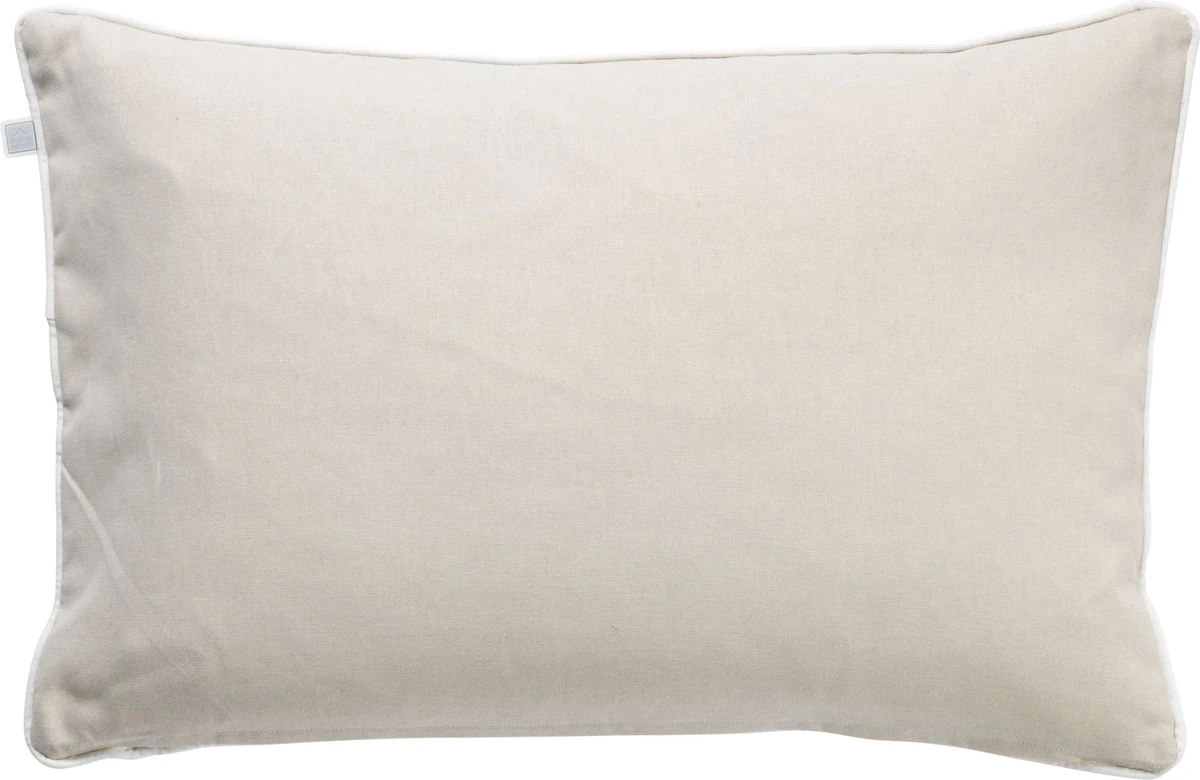 STEVEN - Kussenhoes Van Katoen 40x60 Cm - Wit - Ivoor -beige - Bloemen - 100% Katoen - Met Rits - Exclusief Binnenkussen 2 STEVEN - Kussenhoes Van Katoen 40x60 Cm - Wit - Ivoor -beige - Bloemen - 100% Katoen - Met Rits - Exclusief Binnenkussen - Afbeelding 2