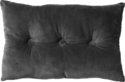 VALERIE - Sierkussen Velvet 40x60 Cm - Charcoal Grey - Grijs - Met Knopen - Inclusief Binnenkussen