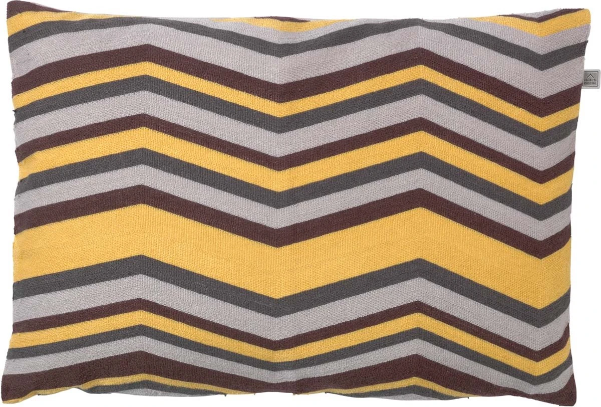 FIEN - Kussenhoes 40x60 Cm - Zand - Geel - Bruin - Grijs - Retro - Streepjes - Met Rits 1 FIEN - Kussenhoes 40x60 Cm - Zand - Geel - Bruin - Grijs - Retro - Streepjes - Met Rits