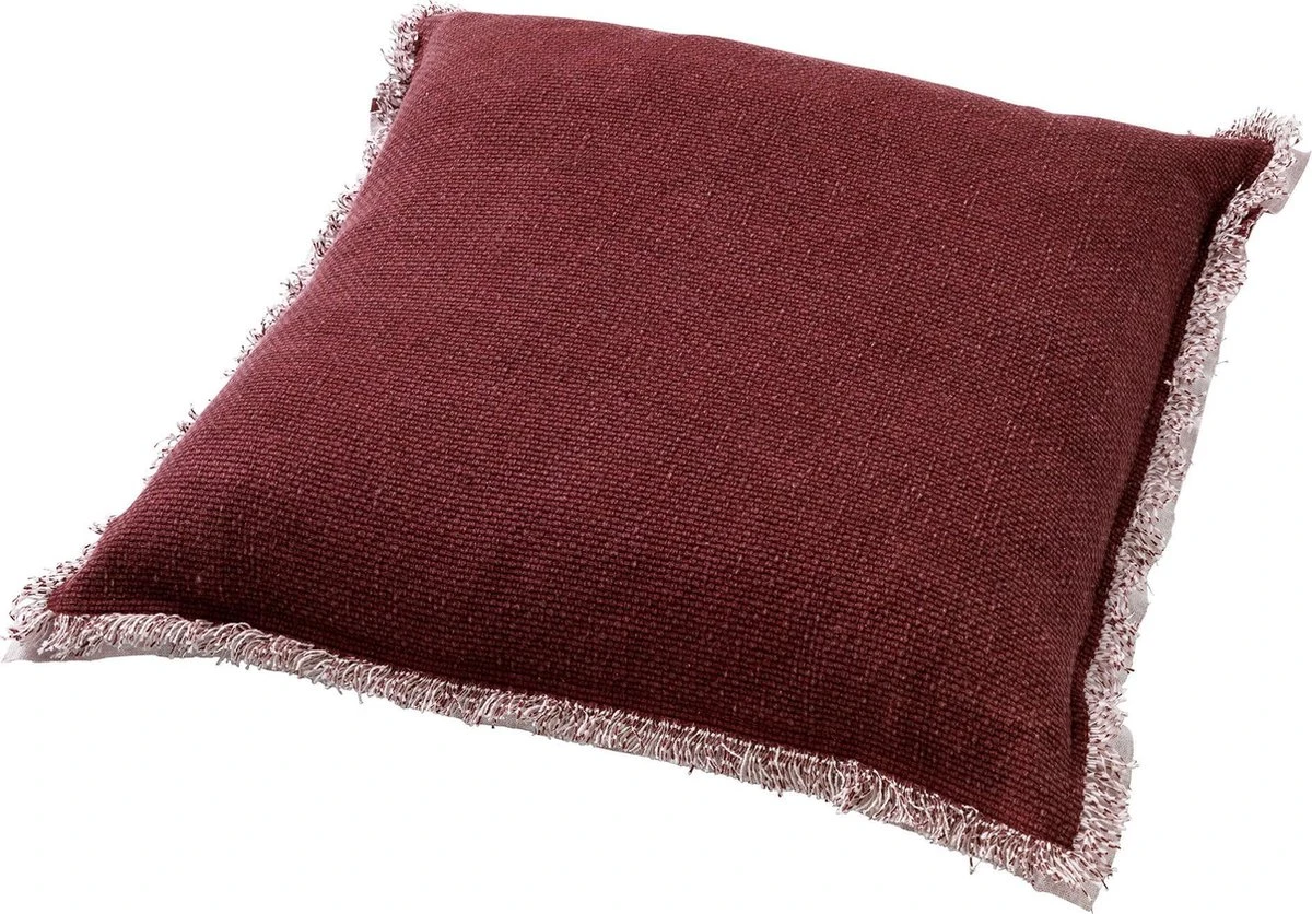 BURTO - Kussenhoes Van Gewassen Katoen Merlot 60x60 Cm - Rood - Exclusief Binnenkussen 7 BURTO - Kussenhoes Van Gewassen Katoen Merlot 60x60 Cm - Rood - Exclusief Binnenkussen - Afbeelding 7