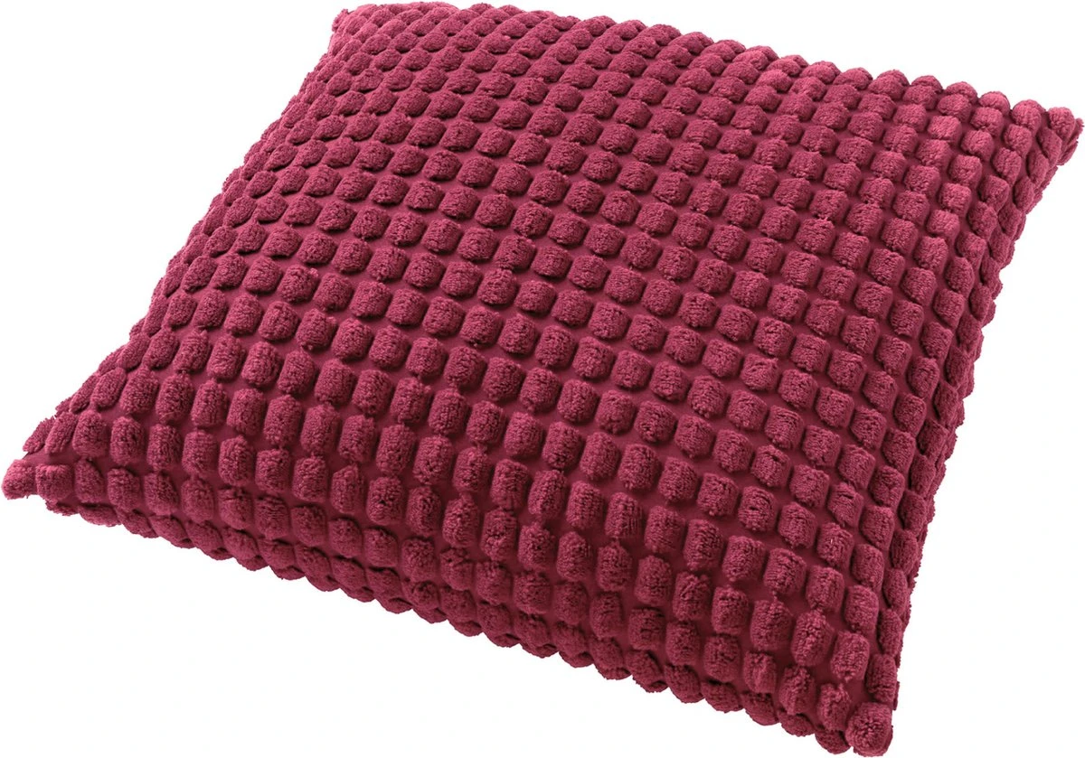 ROME - Sierkussen Uni 45x45 Cm - Red Plum - Donkerroze - Inclusief Binnenvulling 2 ROME - Sierkussen Uni 45x45 Cm - Red Plum - Donkerroze - Inclusief Binnenvulling - Afbeelding 2