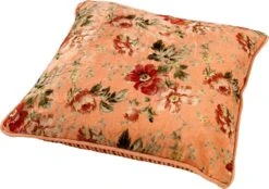 MEIS - Sierkussen 45x45 Cm - Velvet Bloemen - Dusty Pink - Roze - Rood - Streepjes - Inclusief Binnenvulling -Dutch Decor 1200x843 1