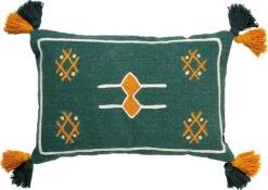 ZINA - Kussenhoes Katoen 40x60 Cm - Sagebrush Green - Groen - Met Flosjes - Exclusief Binnenkussen