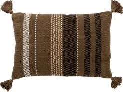 TAMAR - Kussenhoes Katoen 40x60 Cm - Military Olive - Groen - Met Flosjes - Exclusief Binnenkussen