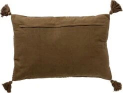 TAMAR - Kussenhoes Katoen 40x60 Cm - Military Olive - Groen - Met Flosjes - Exclusief Binnenkussen -Dutch Decor 1200x903