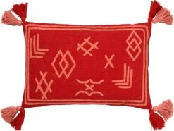 ZOLA - Sierkussen Van Katoen Aurora Red 40x60 Cm - Rood - Inclusief Binnenkussen