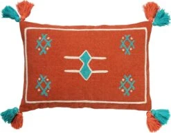 ZINA - Sierkussen Katoen 40x60 Cm - Lobster Bisque - Roze - Kussen Met Flosjes - Inclusief Binnenvulling