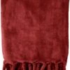 Dutch Decor - FLORIJN - Plaid Fleece 150x200 Cm - Merlot - Rood - Superzacht - Met Franjes - Deken