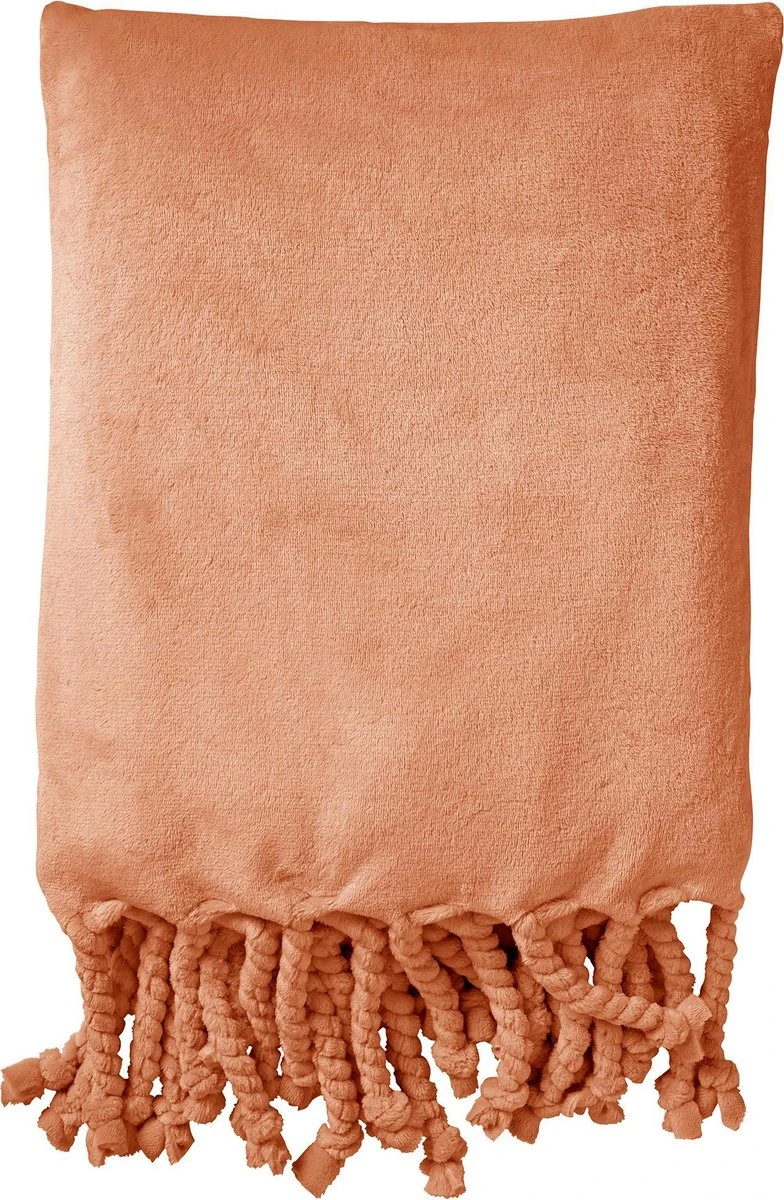 Dutch Decor - FLORIJN - Plaid Fleece 150x200 Cm - Muted Clay - Roze - Superzacht - Met Franjes - Deken 1 Dutch Decor - FLORIJN - Plaid Fleece 150x200 Cm - Muted Clay - Roze - Superzacht - Met Franjes - Deken