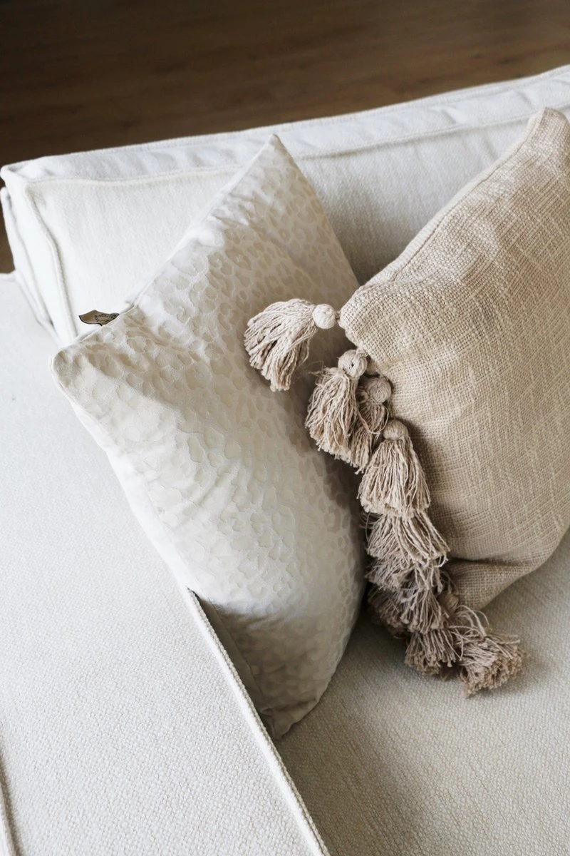 RUBY - Sierkussen Katoen 45x45 Cm Pumice Stone - Beige - Kussentje Met Flosjes - Inclusief Binnenvulling 6 RUBY - Sierkussen Katoen 45x45 Cm Pumice Stone - Beige - Kussentje Met Flosjes - Inclusief Binnenvulling - Afbeelding 6