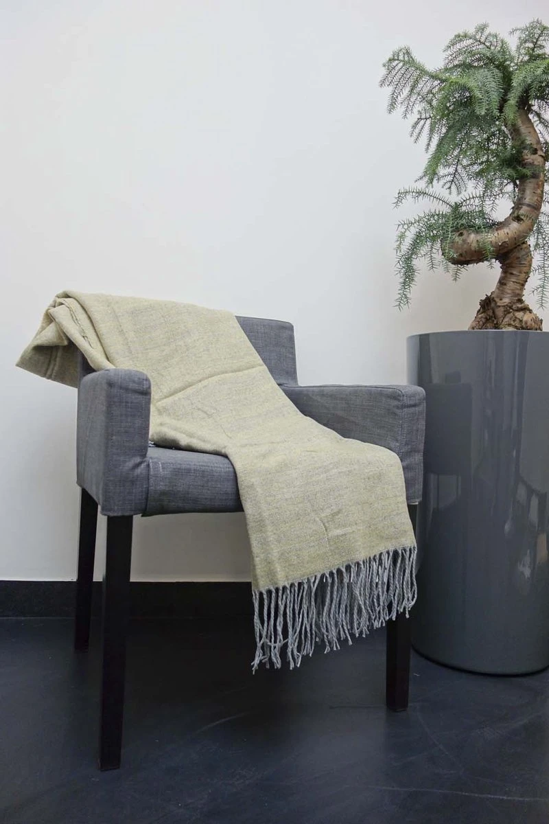 Dutch Decor - FONS - Plaid 130x180 Cm - Oker - Geel - Grijs - Franjes - Deken 4 Dutch Decor - FONS - Plaid 130x180 Cm - Oker - Geel - Grijs - Franjes - Deken - Afbeelding 4