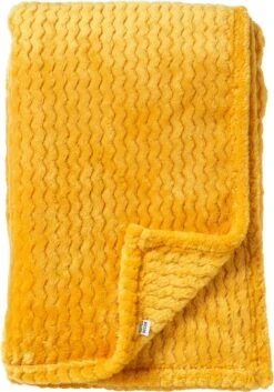 Dutch Decor - MARA - Plaid 150x200 Cm - Golden Glow - Geel - Effen - Zigzag Patroon - Superzacht - Deken