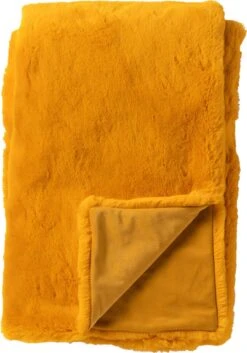Dutch Decor - ZINZI - Plaid Unikleur 140x180 Cm Golden Glow - Geel - Deken