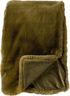 Dutch Decor - ZINZI - Plaid Unikleur 140x180 Cm Military Olive - Groen - Deken