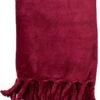 Dutch Decor - FLORIJN - Plaid Fleece 150x200 Cm - Red Plum - Donkerroze - Superzacht - Met Franjes - Deken