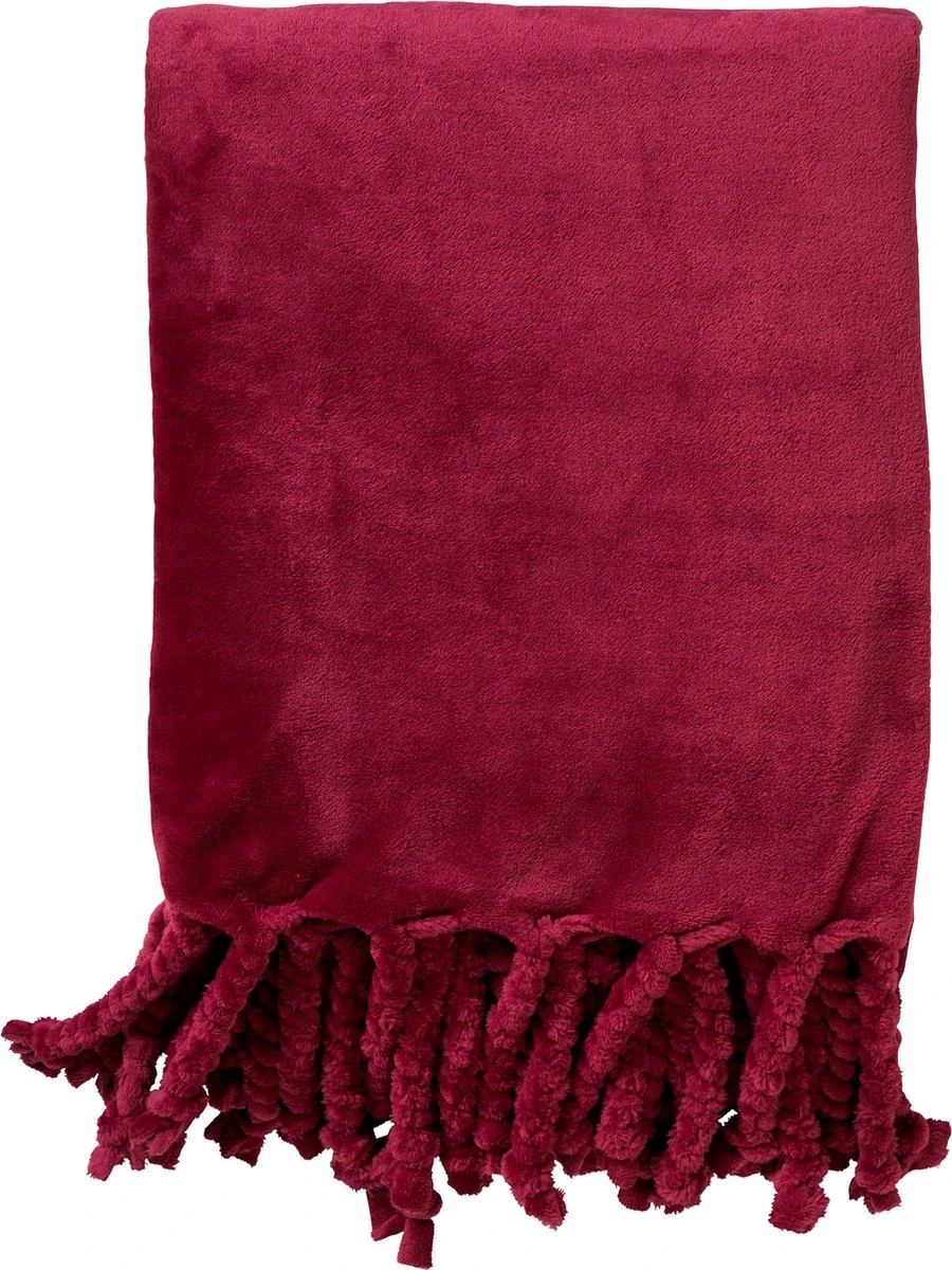 Dutch Decor - FLORIJN - Plaid Fleece 150x200 Cm - Red Plum - Donkerroze - Superzacht - Met Franjes - Deken 1 Dutch Decor - FLORIJN - Plaid Fleece 150x200 Cm - Red Plum - Donkerroze - Superzacht - Met Franjes - Deken