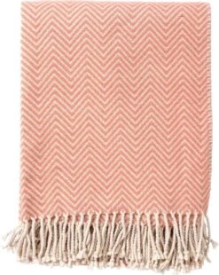 Dutch Decor - EVONY - Plaid 140x180 Cm - Muted Clay- Roze - Zigzag Patroon - Franjes - Deken