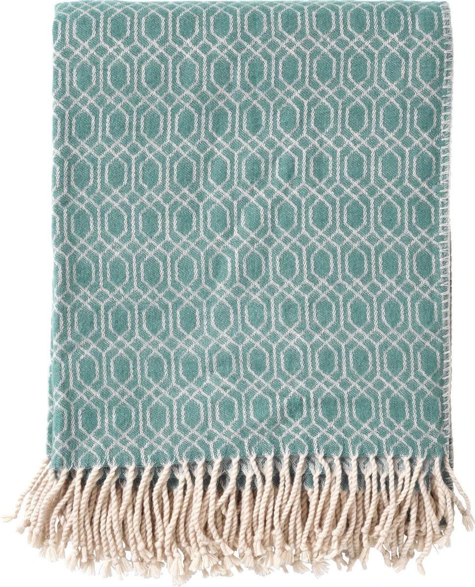Dutch Decor - ELODIE - Plaid 140x180 Cm - Sagebrush Green - Lichtgroen & Beige - Franjes - Geometrisch Patroon - Deken 1 Dutch Decor - ELODIE - Plaid 140x180 Cm - Sagebrush Green - Lichtgroen & Beige - Franjes - Geometrisch Patroon - Deken