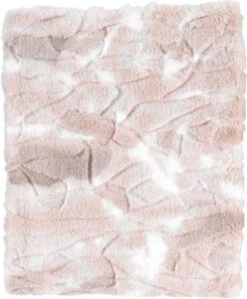Dutch Decor - ROEL - Plaid Bontlook 130x170 Cm - Zand - Beige - Roze - Wit - Superzacht - Deken -Dutch Decor 991x1200