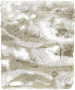 Dutch Decor - ROEL - Plaid Bontlook 130x170 Cm - Olijfgroen - Beige - Wit - Superzacht - Deken -Dutch Decor 999x1200